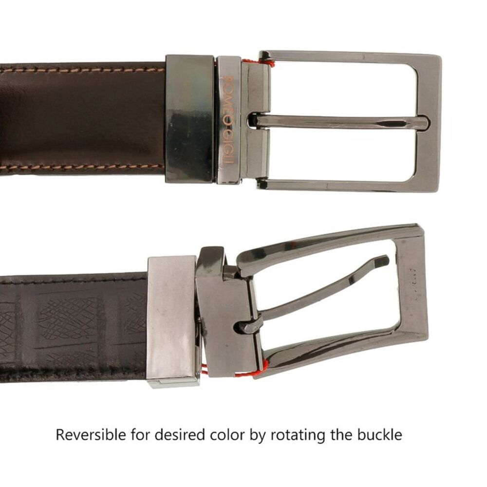 Romeo Gigli C956/3R MORO.NERO Brown/Black Leather Adjustable Mens Belt - Picture 2 of 4